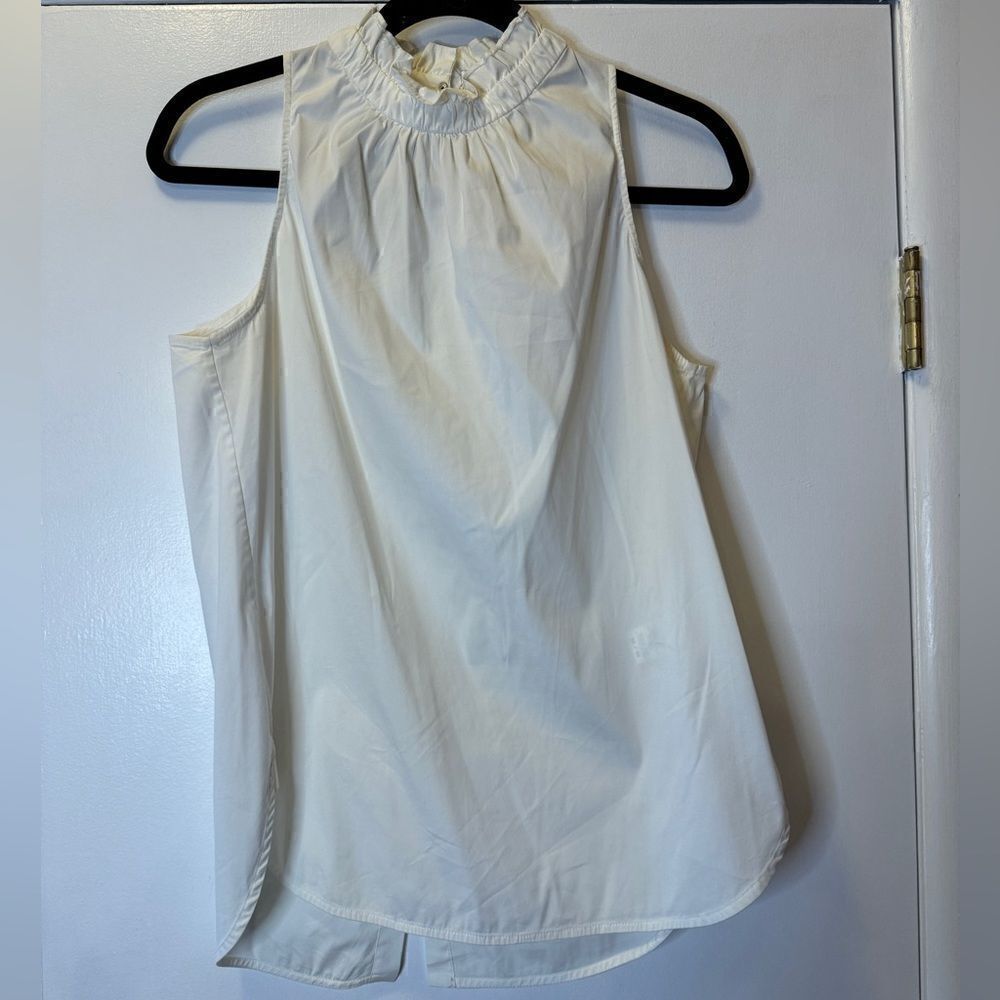 A.L.C. Sleeveless Cotton Ruffle Pullover Blouse White Women’s  Size Medium